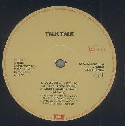Talk Talk - Dum Dum Girl | EMI (1A K062-20 02616) - 3