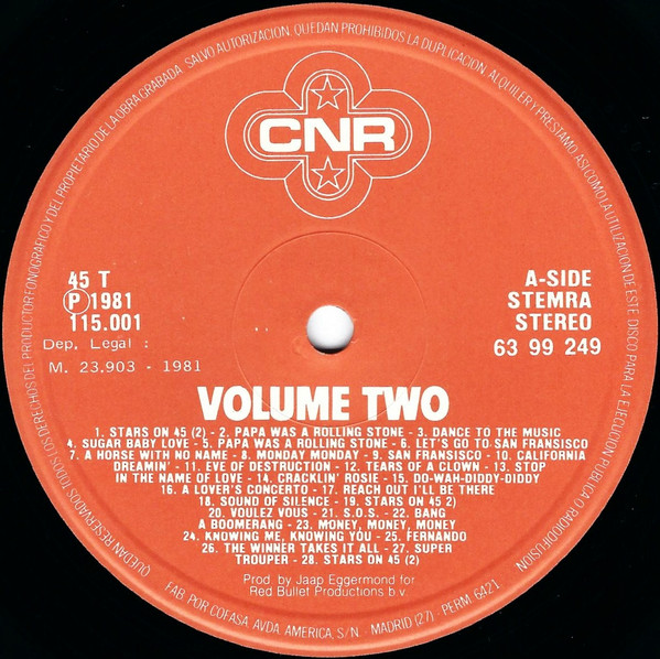 Stars On 45 - Stars On 45 Volume Two | CNR (63 99 249) - 3