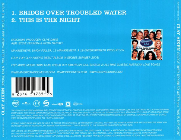 Clay Aiken - Bridge Over Troubled Water And This Is The Night | RCA (82876 51785-2 RE-1) - 2