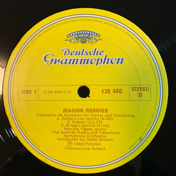 Joaquín Rodrigo / Narciso Yepes / Orquesta Sinfónica De RTVE - Concierto De Aranjuez / Fantasia Para Un Gentilhombre [Vinyl] | Deutsche Grammophon (139 440) - 3