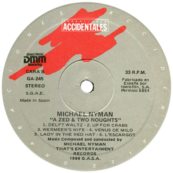 Michael Nyman - Music For Peter Greenaway's Film A Zed & Two Noughts | Grabaciones Accidentales (GA-245) - 4 Michael Nyman - Music For Peter Greenaway's Film A Zed & Two Noughts | Grabaciones Accidentales (GA-245) - 4