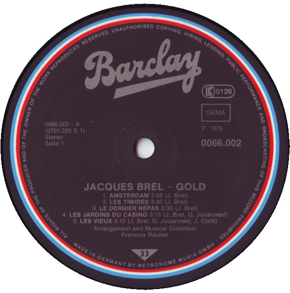 Jacques Brel - Gold | Barclay (0066.002) - 3 Jacques Brel - Gold | Barclay (0066.002) - 3