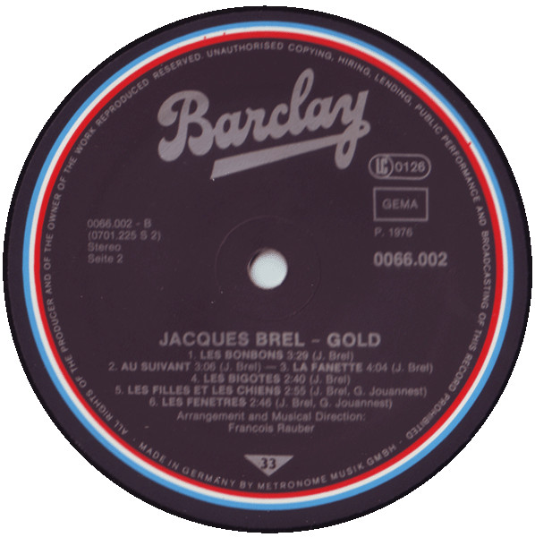Jacques Brel - Gold | Barclay (0066.002) - 4 Jacques Brel - Gold | Barclay (0066.002) - 4