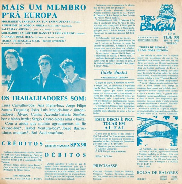 Trabalhadores Do Comércio - Mais Um Membro P'ra Europa | Tigres De Bengala (TIBE 001) - 2