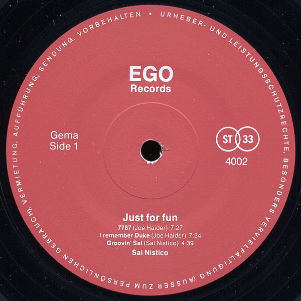 Sal Nistico - Just For Fun | EGO Records (4002) - 2