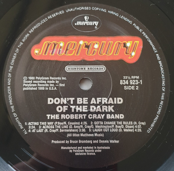 The Robert Cray Band - Don't Be Afraid Of The Dark | Mercury (834 923-1) - main The Robert Cray Band - Don't Be Afraid Of The Dark | Mercury (834 923-1) - main