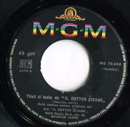 Maurice Jarre - Tema Di Lara E Titoli Di Testa Da "Il Dottor Živago" (Colonna Sonora Originale) | MGM Records (MG 70.006) - 4
