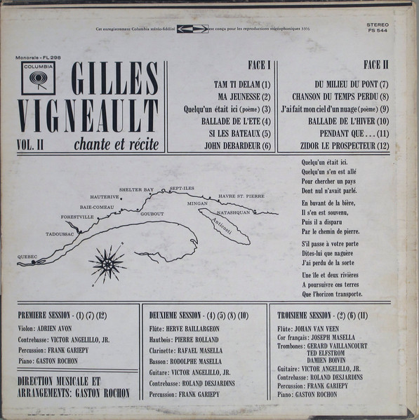 Gilles Vigneault - Vol. II Chante Et Récite [Vinyl] | Columbia (FS 544) - 2