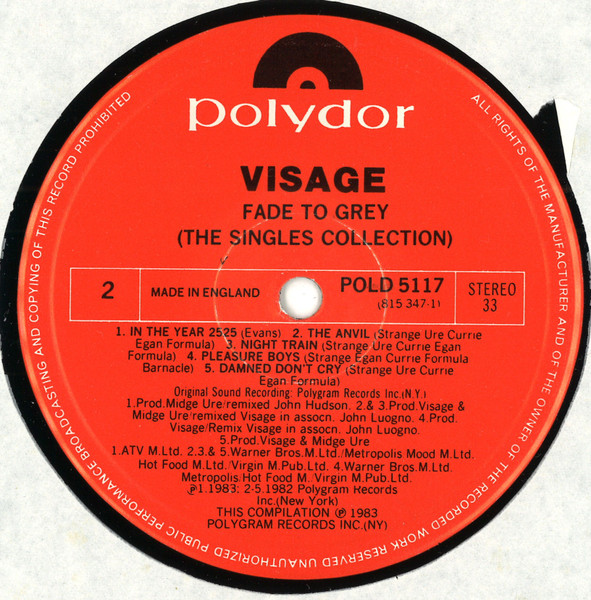 Visage - Fade To Grey (The Singles Collection) | Polydor (POLD 5117) - 4
