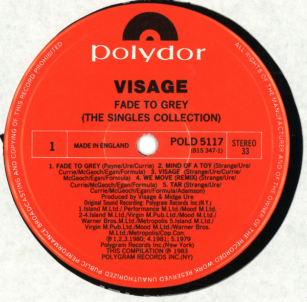 Visage - Fade To Grey (The Singles Collection) | Polydor (POLD 5117) - 3