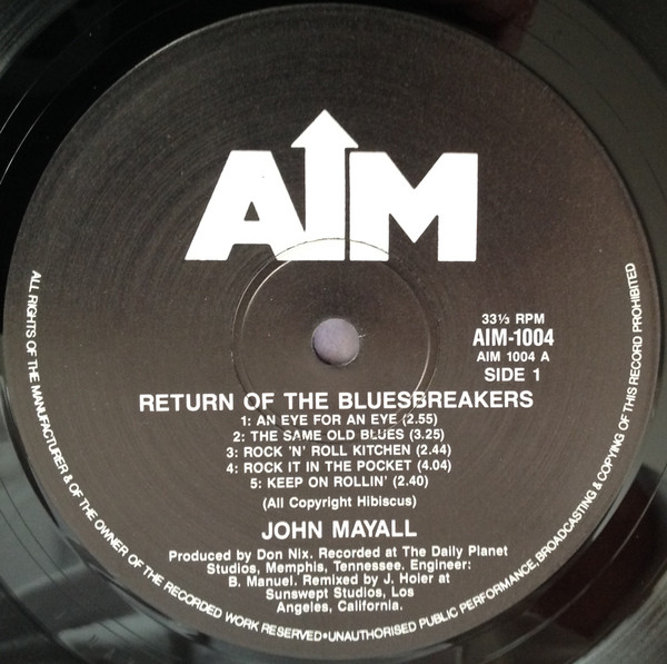 John Mayall Featuring Mick Taylor - Return Of The Bluesbreakers | AIM (AIM-1004) - 3 John Mayall Featuring Mick Taylor - Return Of The Bluesbreakers | AIM (AIM-1004) - 3