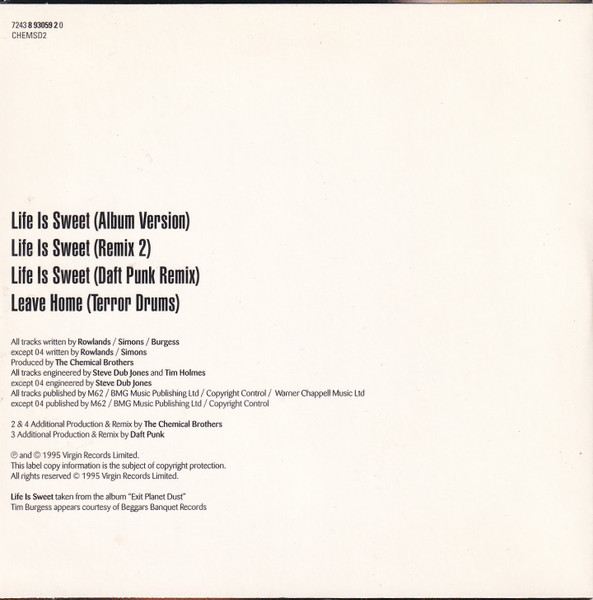 The Chemical Brothers - Life Is Sweet | Freestyle Dust (CHEMSD2) - 3