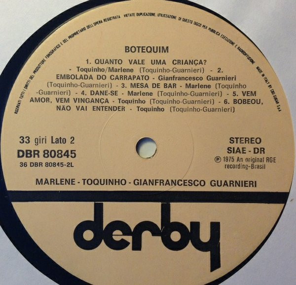 Toquinho & Gianfrancesco Guarnieri - Botequim | Derby (DBR 80845) - 4 Toquinho & Gianfrancesco Guarnieri - Botequim | Derby (DBR 80845) - 4