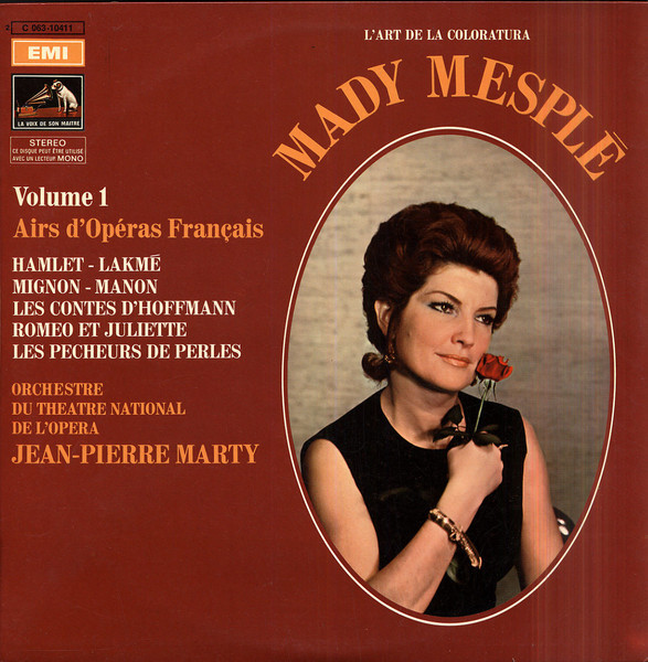 Mady Mesplé , Orchestre National De L'Opéra De Paris , Jean-Pierre Marty - Mady Mesplé Volume 1 Airs D'Opéras Francais | La Voix De Son Maître (2C 063-10411)