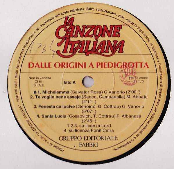 Various - Dalle Origini A Piedigrotta | Gruppo Editoriale Fabbri (396762) - 3 Various - Dalle Origini A Piedigrotta | Gruppo Editoriale Fabbri (396762) - 3