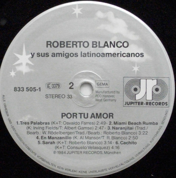 Roberto Blanco Y Sus Amigos Latinoamericanos - Por Tu Amor | Jupiter Records (833 505-1) - 4