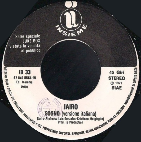 Gerry Bribosia / Jairo - Dracula Disco / Sogno | Insieme (JB 33) - 2 Gerry Bribosia / Jairo - Dracula Disco / Sogno | Insieme (JB 33) - 2