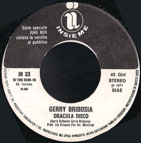 Gerry Bribosia / Jairo - Dracula Disco / Sogno | Insieme (JB 33) - main Gerry Bribosia / Jairo - Dracula Disco / Sogno | Insieme (JB 33) - main
