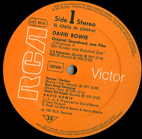 David Bowie - Original Soundtrack Zum Film "Christiane F. Wir Kinder Vom Bahnhof Zoo" | RCA (BL 43606) - 3 David Bowie - Original Soundtrack Zum Film "Christiane F. Wir Kinder Vom Bahnhof Zoo" | RCA (BL 43606) - 3