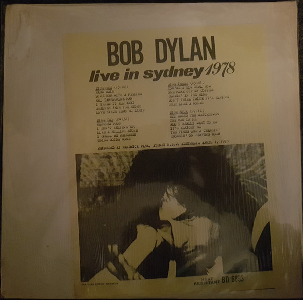 Bob Dylan - Live in Sydney 1978 | Not on label (BD 6893)