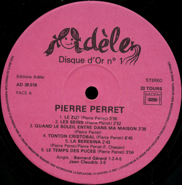 Pierre Perret - Disque D'Or N°1 | Adèle (AD 39 519) - 4