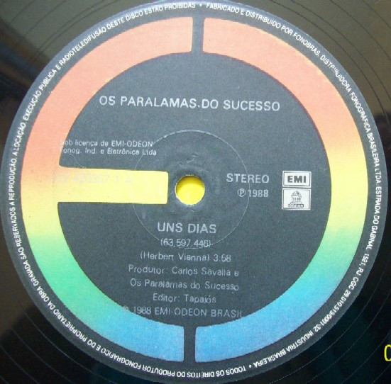 Os Paralamas Do Sucesso - Uns Dias / Óculos (Remix) | EMI (012 420 357 1) - 3
