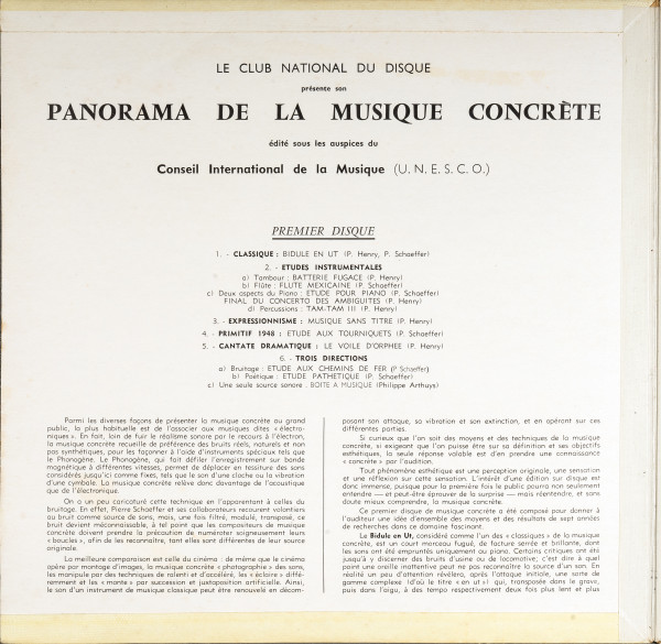 Pierre Schaeffer , Pierre Henry , Philippe Arthuys , Michel Philippot - Panorama De Musique Concrète | Club National Du Disque (CND 15-16) - 2 Pierre Schaeffer , Pierre Henry , Philippe Arthuys , Michel Philippot - Panorama De Musique Concrète | Club National Du Disque (CND 15-16) - 2
