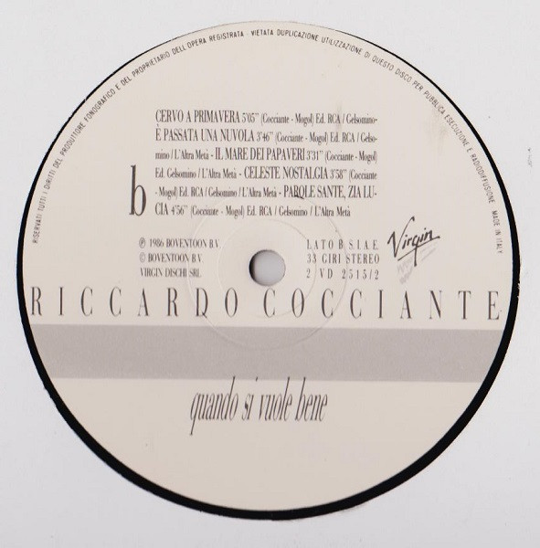 Riccardo Cocciante - Quando Si Vuole Bene | Virgin (2 VD 2515/1) - 4 Riccardo Cocciante - Quando Si Vuole Bene | Virgin (2 VD 2515/1) - 4
