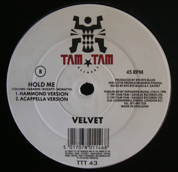 Velvet - Hold Me | Tam Tam Records (TTT 43) - 2
