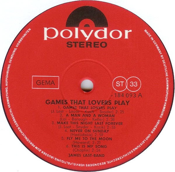 The James Last Band - Games That Lovers Play | Polydor (184 093) - 3