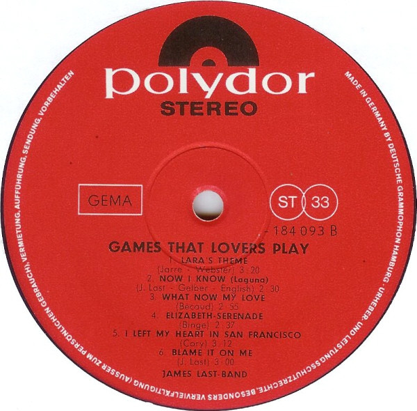 The James Last Band - Games That Lovers Play | Polydor (184 093) - 4
