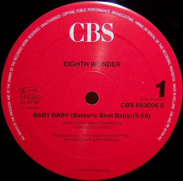 Eighth Wonder - Baby Baby (Balearic Beat Baby) | CBS (653006 8) - 3