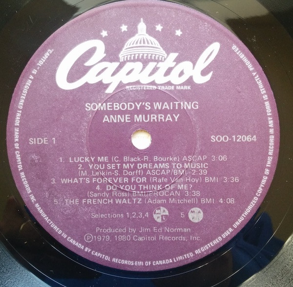 Anne Murray - Somebody's Waiting | Capitol Records (SOO-12064) - 3 Anne Murray - Somebody's Waiting | Capitol Records (SOO-12064) - 3
