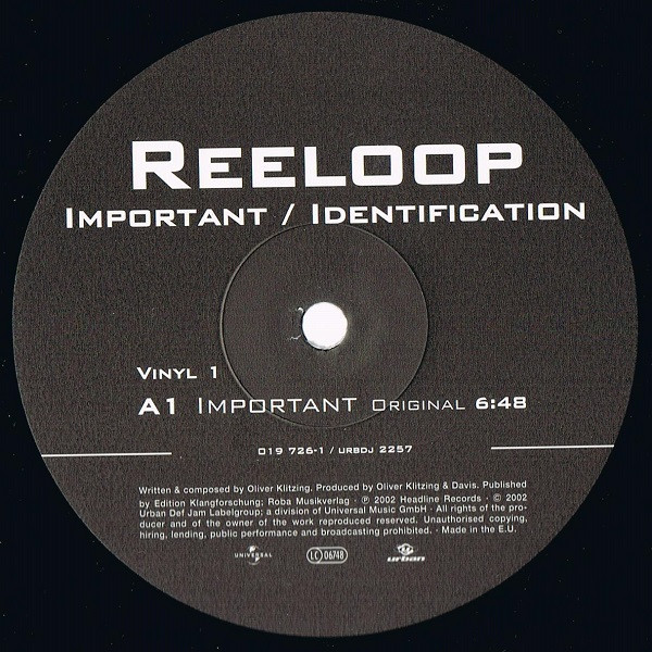 Reeloop - Important / Identification | Universal (019 724-1) - 2
