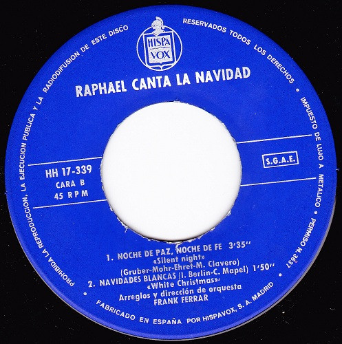Raphael - Raphael Canta La Navidad | Hispavox (HH 17-339) - 4