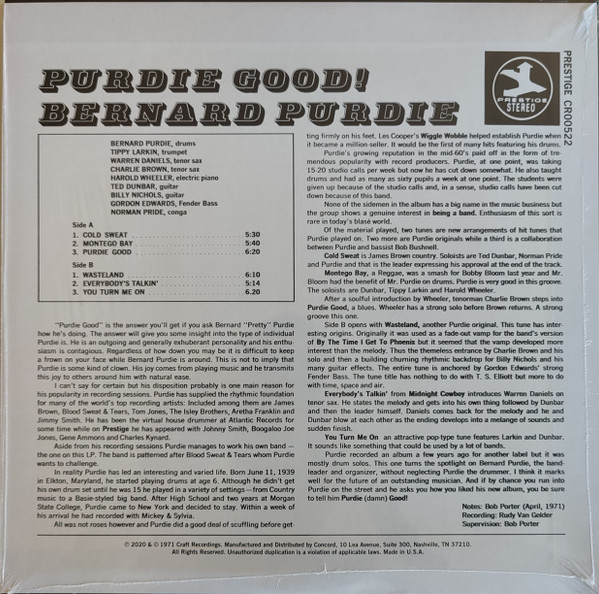Bernard Purdie - Purdie Good! | Prestige (CR00522) - main