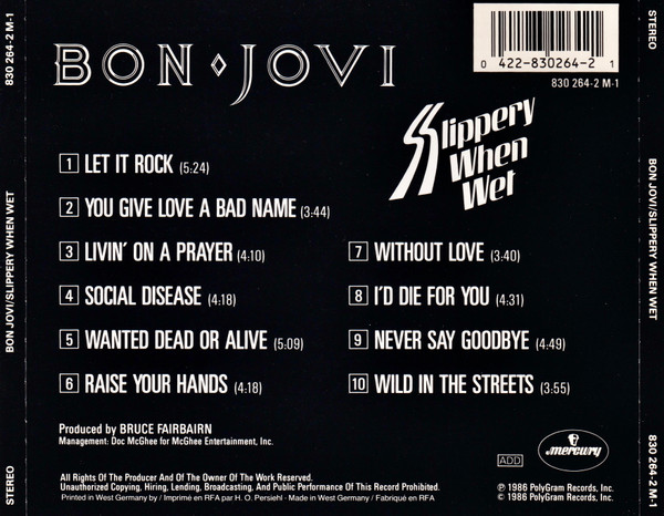 Bon Jovi - Slippery When Wet | Mercury (830 264-2 M-1) - 2 Bon Jovi - Slippery When Wet | Mercury (830 264-2 M-1) - 2