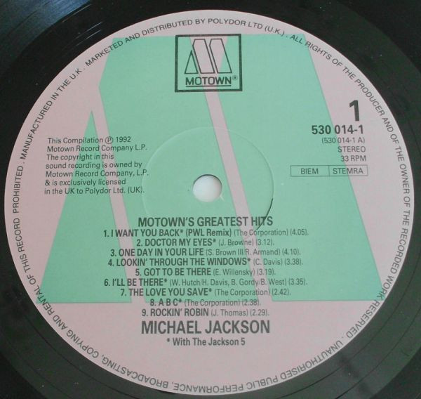 Michael Jackson - Motown's Greatest Hits | Motown (530 014-1) - 3 Michael Jackson - Motown's Greatest Hits | Motown (530 014-1) - 3