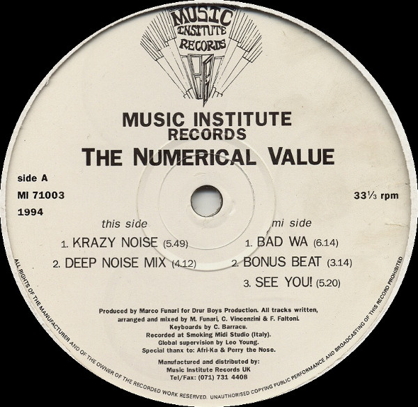 The Numerical Value - Krazy Noise | Music Institute Records (MI71003) - 2
