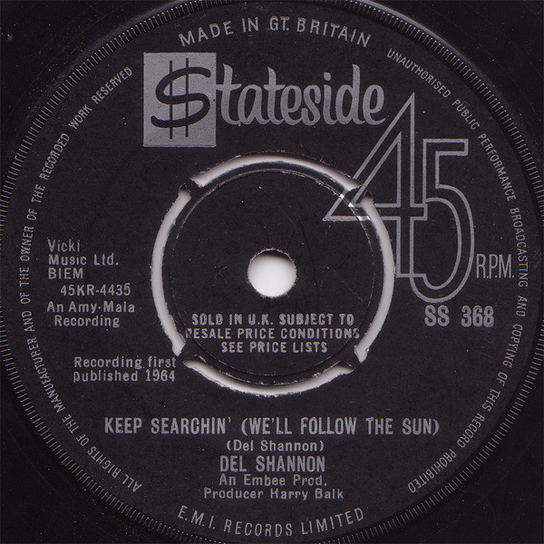 Del Shannon - Keep Searchin' (We'll Follow The Sun) | Stateside (SS 368) - main Del Shannon - Keep Searchin' (We'll Follow The Sun) | Stateside (SS 368) - main