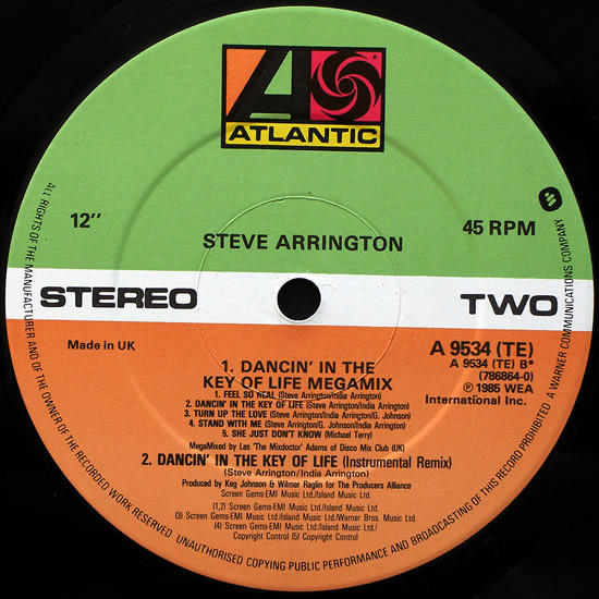 Steve Arrington - Dancin' In The Key Of Life (Megamix) | Atlantic (A 9534 (TE)) - 4 Steve Arrington - Dancin' In The Key Of Life (Megamix) | Atlantic (A 9534 (TE)) - 4