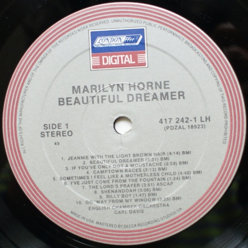 Marilyn Horne , English Chamber Orchestra - Beautiful Dreamer | London Records (417 242-1) - 3