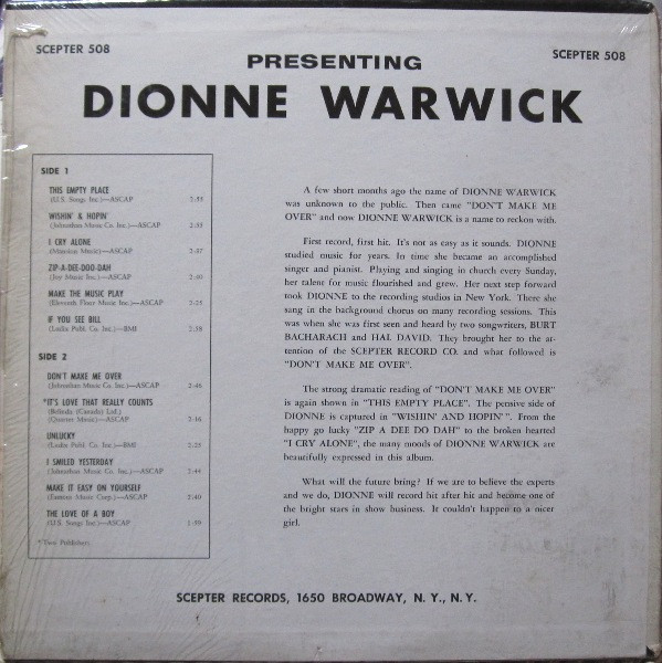 Dionne Warwick - Presenting Dionne Warwick | Scepter Records (SCEPTER 508) - 2 Dionne Warwick - Presenting Dionne Warwick | Scepter Records (SCEPTER 508) - 2