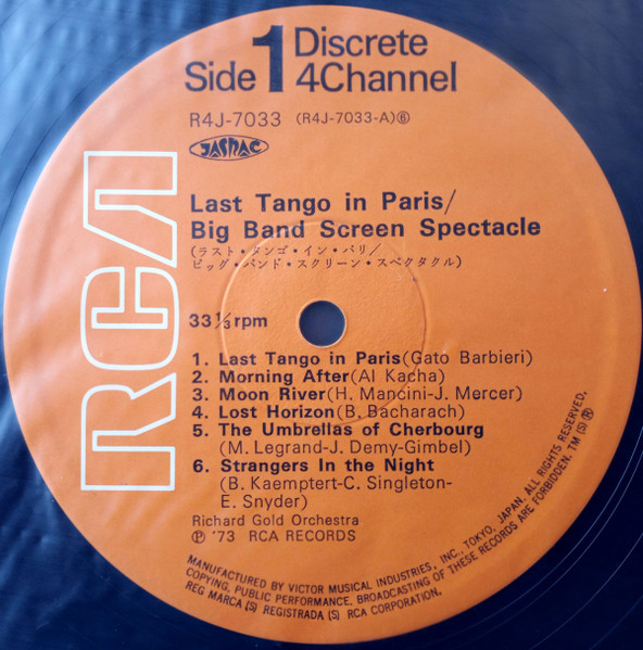Richard Gold Orchestra - Last Tango In Paris / Big Band Screen Spectacle | RCA (R4J-7033) - 4