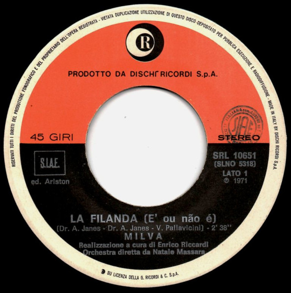Milva - La Filanda | Ricordi (SRL 10651) - 3