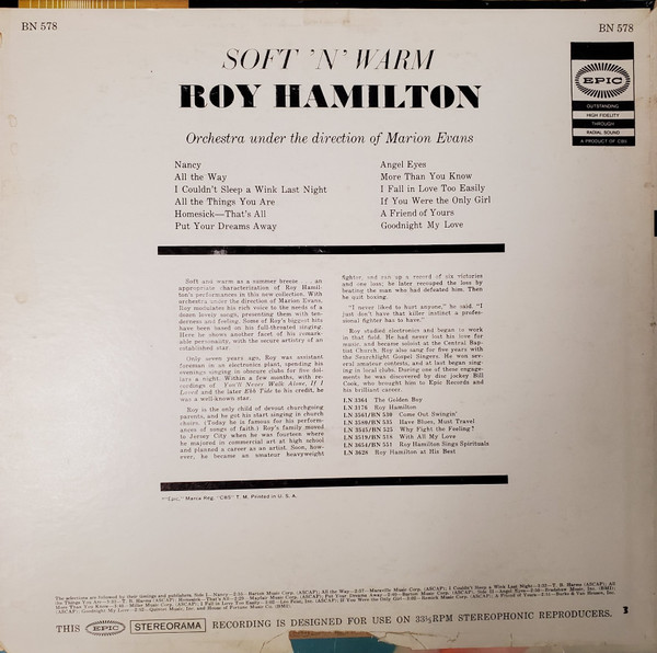 Roy Hamilton - Soft N' Warm | Epic (BN 578) - 2 Roy Hamilton - Soft N' Warm | Epic (BN 578) - 2