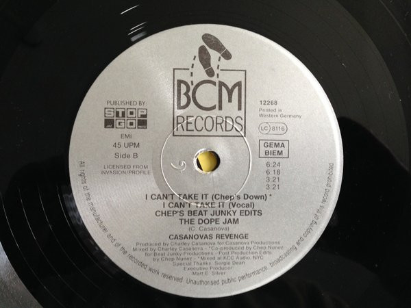 Casanova's Revenge - Let's Work / I Can't Take It | BCM Records (BCM 12268) - 4