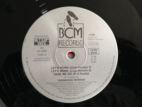 Casanova's Revenge - Let's Work / I Can't Take It | BCM Records (BCM 12268) - 3