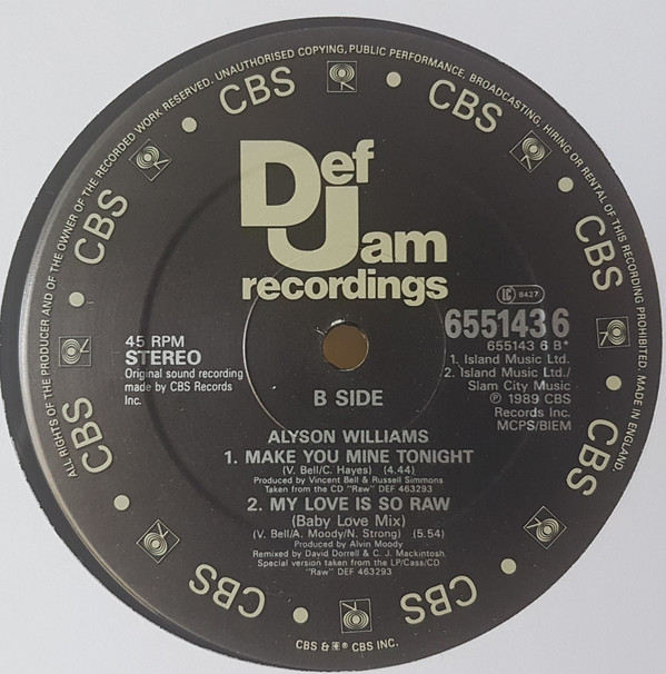 Alyson Williams - I Need Your Lovin' (Extended Remix) | Def Jam Recordings (655143 6) - 3