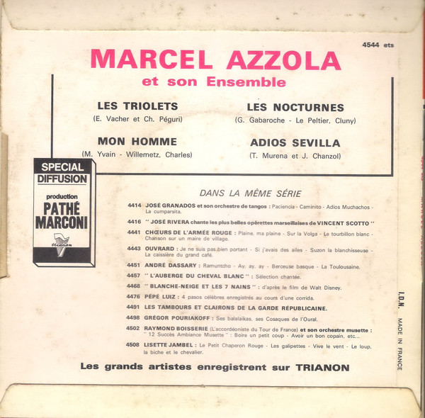 Marcel Azzola Et Son Ensemble - Les Triolets | Trianon (4544 ets) - 2